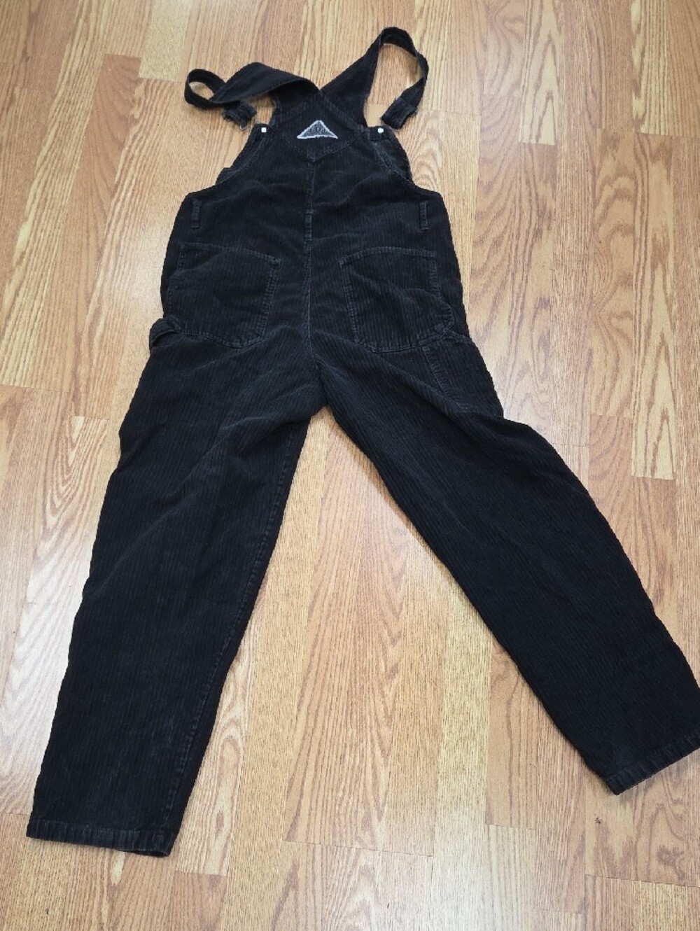 Squeeze Corduroy Overalls Womens M Black Carpenter Y2K Grunge Wide Leg Retro - Picture 10 of 12